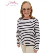 Z Red Button T-shirt Terry stripe Dark Blue